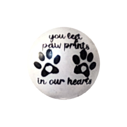 paw prints in our heart large print 20mm printed bubblegum beads