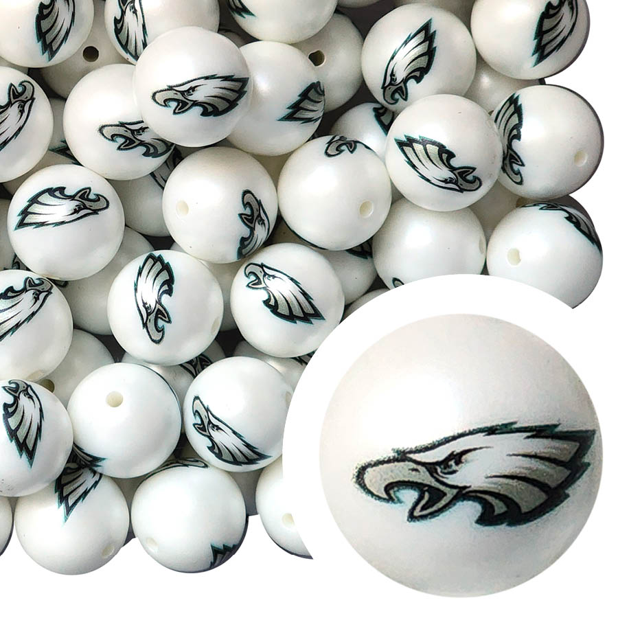 philadelphia eagles 20mm nfl team logo custom printed bubblegum beads