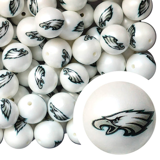 philadelphia eagles 20mm nfl team logo custom printed bubblegum beads
