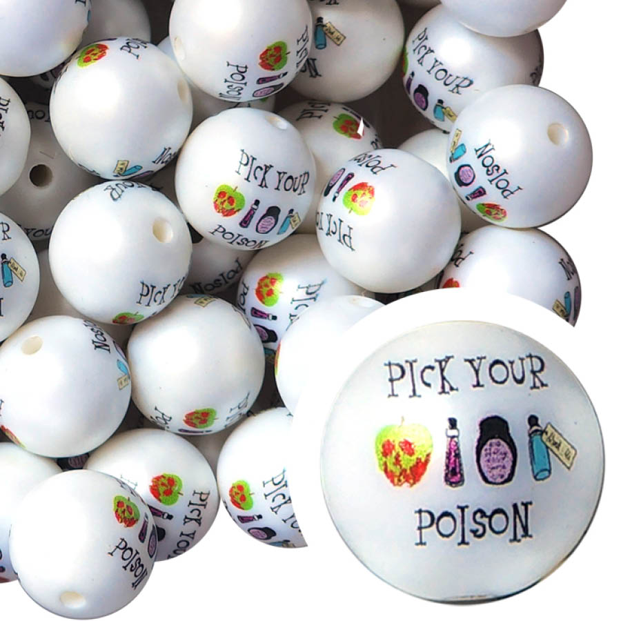 pick your poison 20mm printed wholesale bubblegum beads