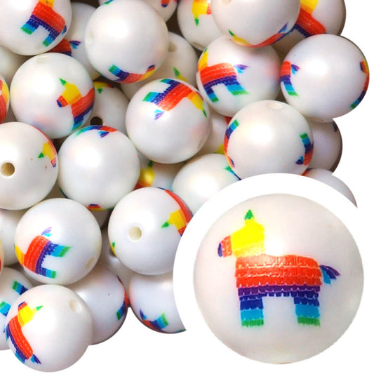 piñata 20mm printed bubblegum beads