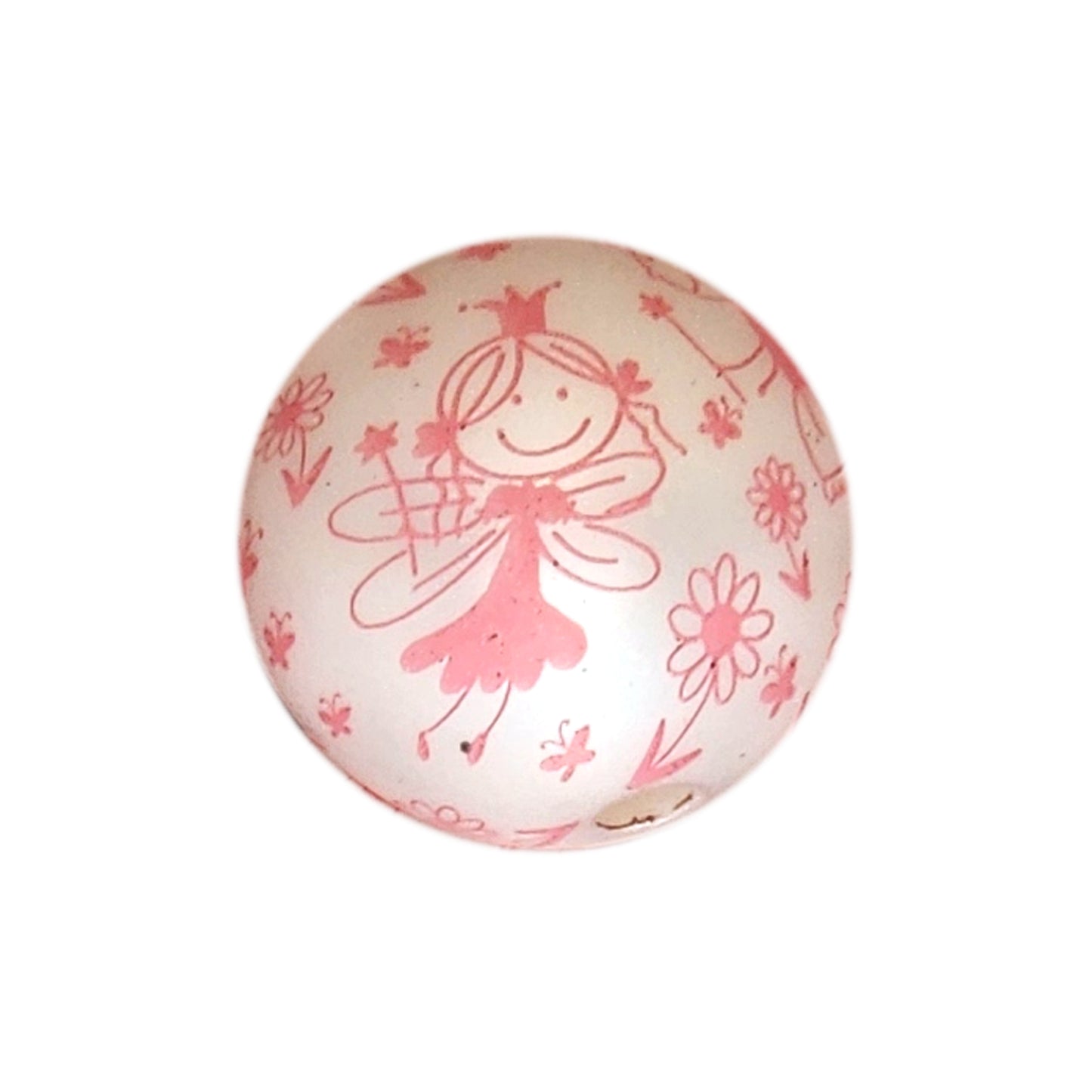 pink fairy princess print 20mm printed bubblegum beads