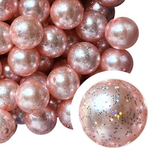 pink pearl glitter 20mm bubblegum beads