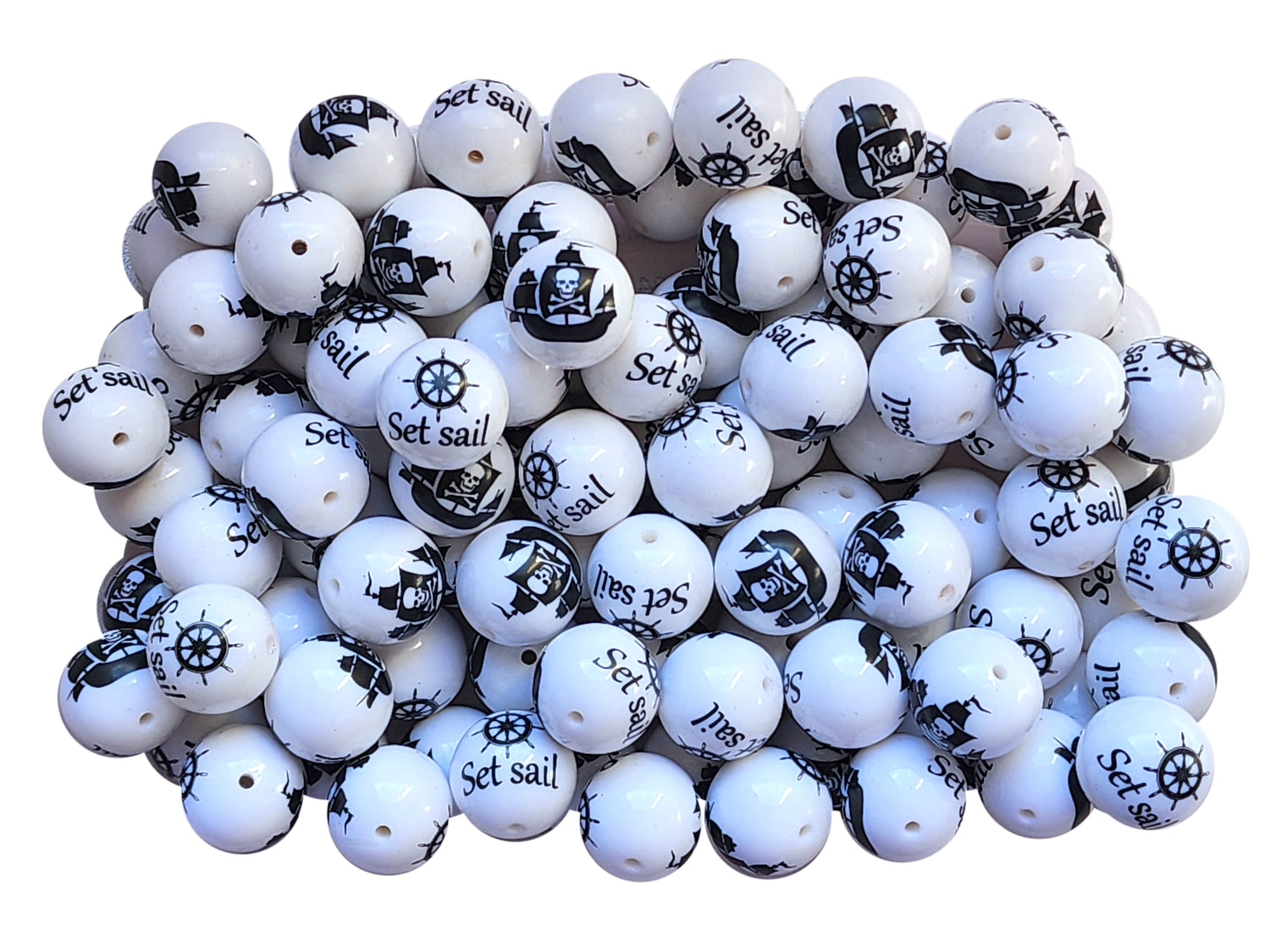 pirates set sail 20mm printed bubblegum beads