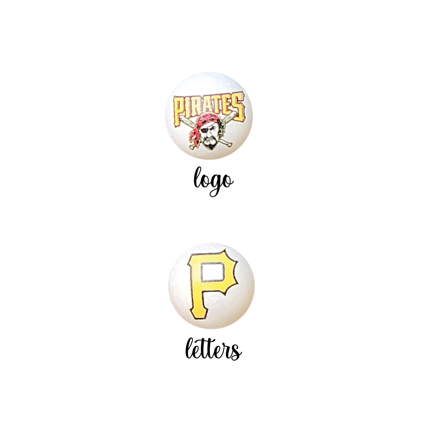 16mm pittsburgh pirates mlb team logos custom printed bubblegum beads - sold per bead