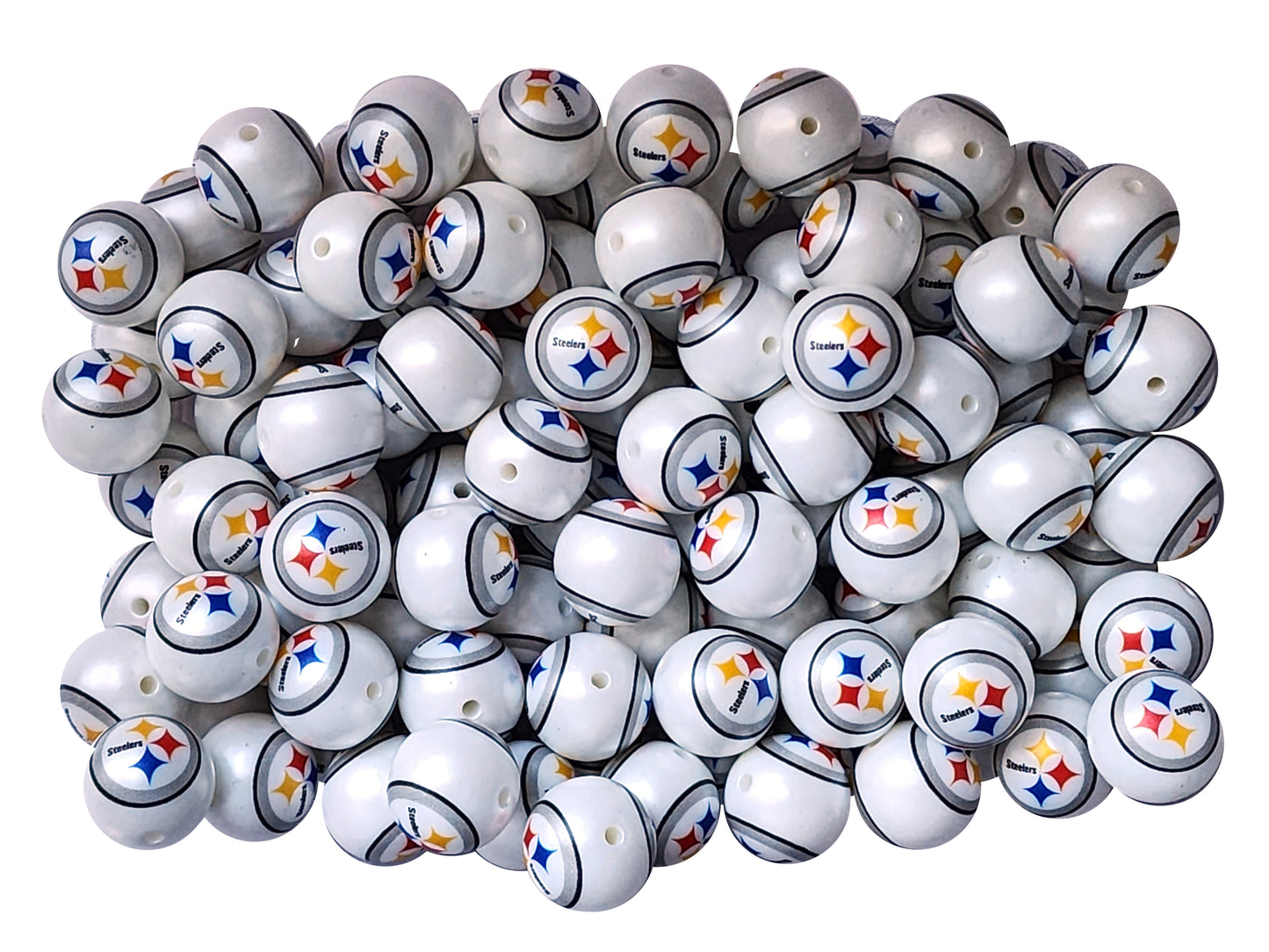 pittsburgh steelers 20mm nfl team logo custom printed bubblegum beads