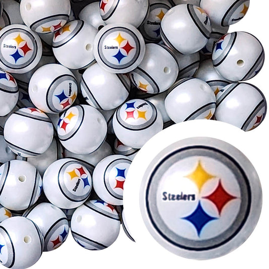 pittsburgh steelers 20mm nfl team logo custom printed bubblegum beads