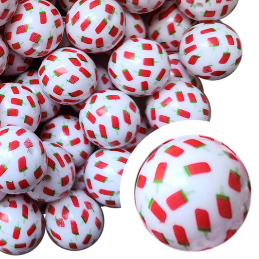 cherry popsicles 20mm printed wholesale bubblegum beads