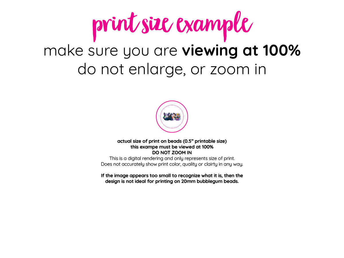 print your own custom 20mm bubblegum beads - 300 beads per image/design