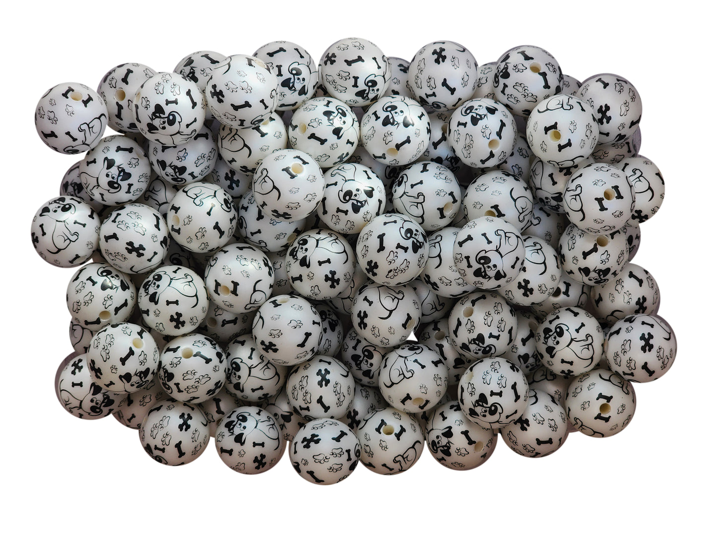 puppy love print 20mm printed wholesale bubblegum beads