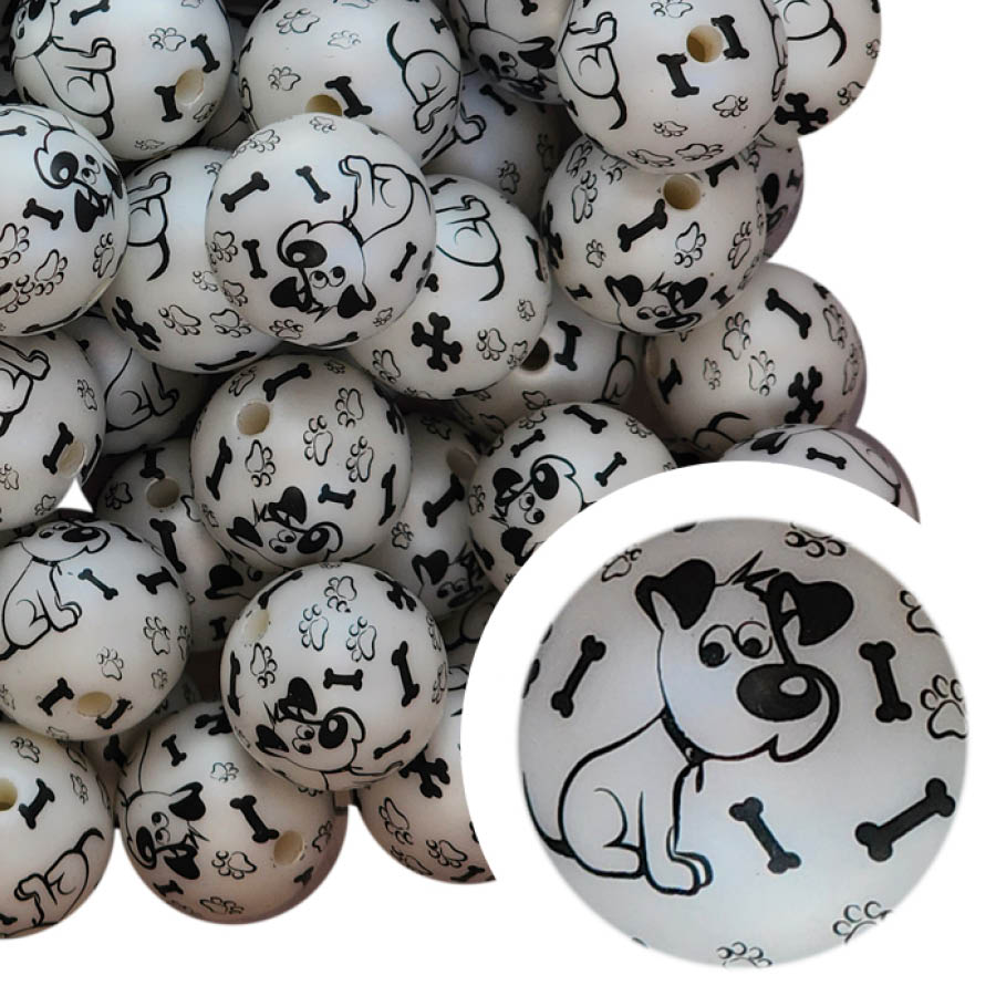 puppy love print 20mm printed bubblegum beads