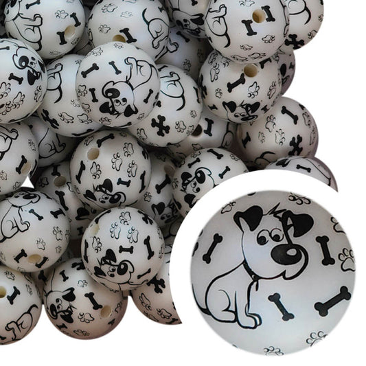 puppy love print 20mm printed wholesale bubblegum beads