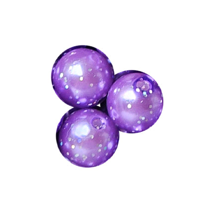 10mm purple pearl glitter 10mm bubblegum beads