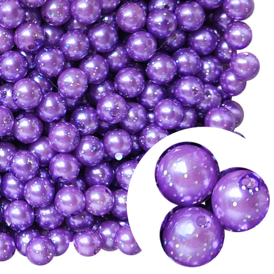 10mm purple pearl glitter 10mm bubblegum beads