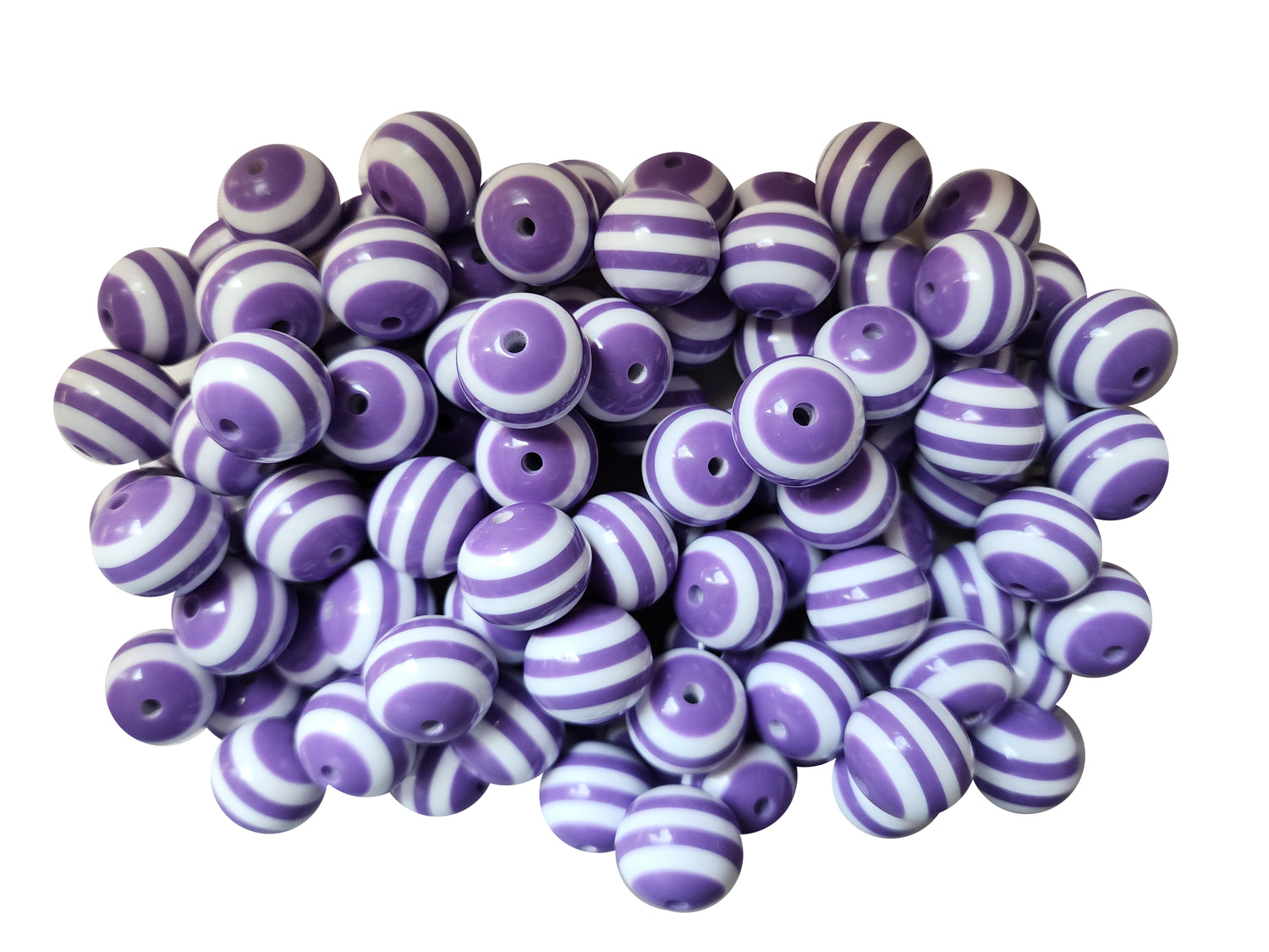 purple striped 20mm bubblegum beads