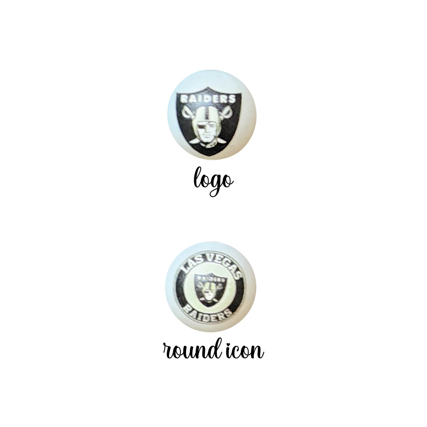 16mm las vegas raiders nfl team logos custom printed bubblegum beads - sold per bead