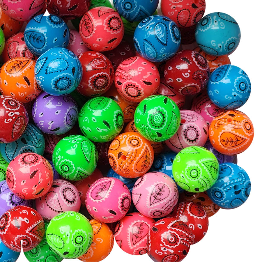 rainbow bandana 20mm printed bubblegum beads