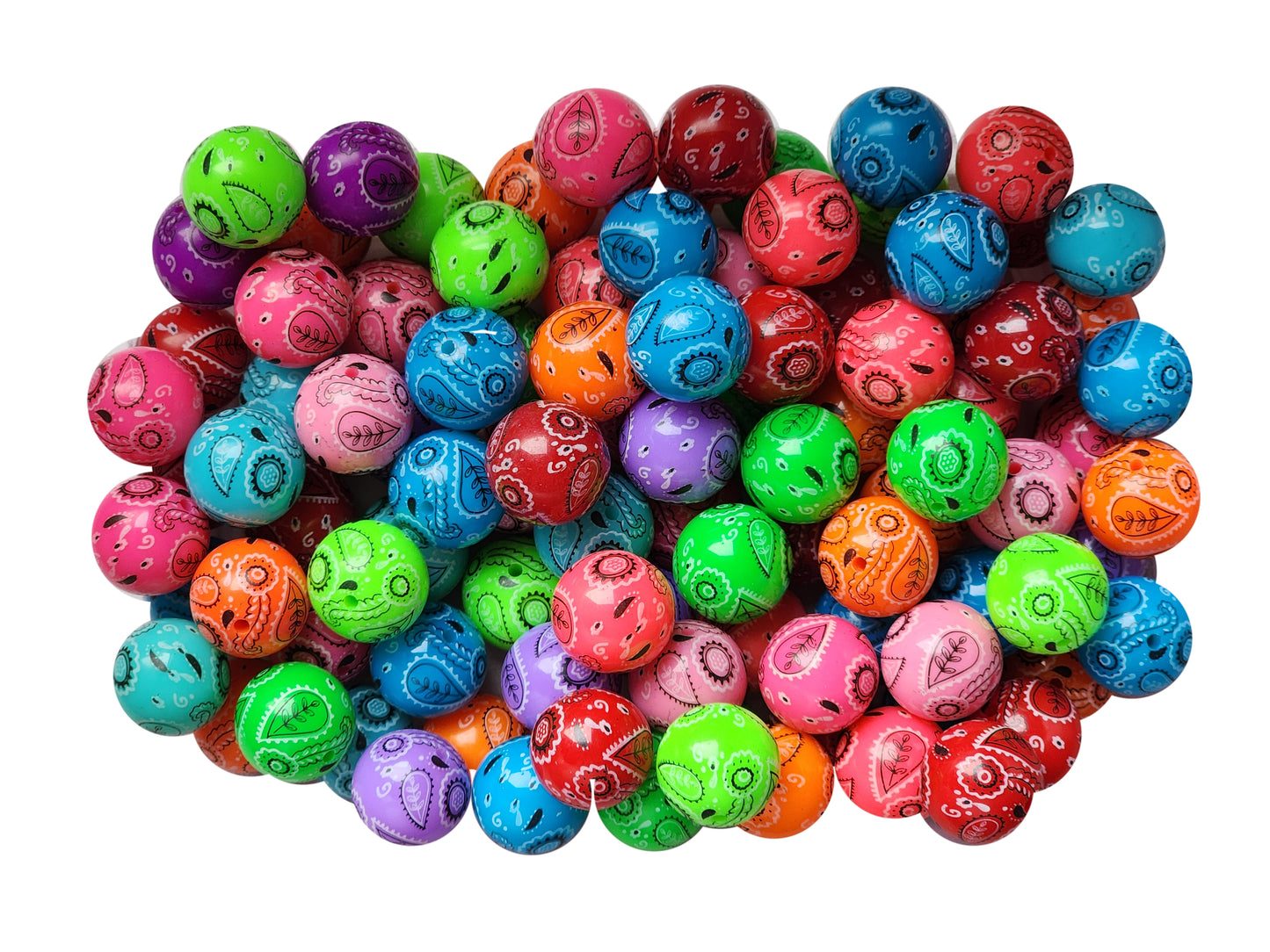rainbow bandana 20mm printed bubblegum beads