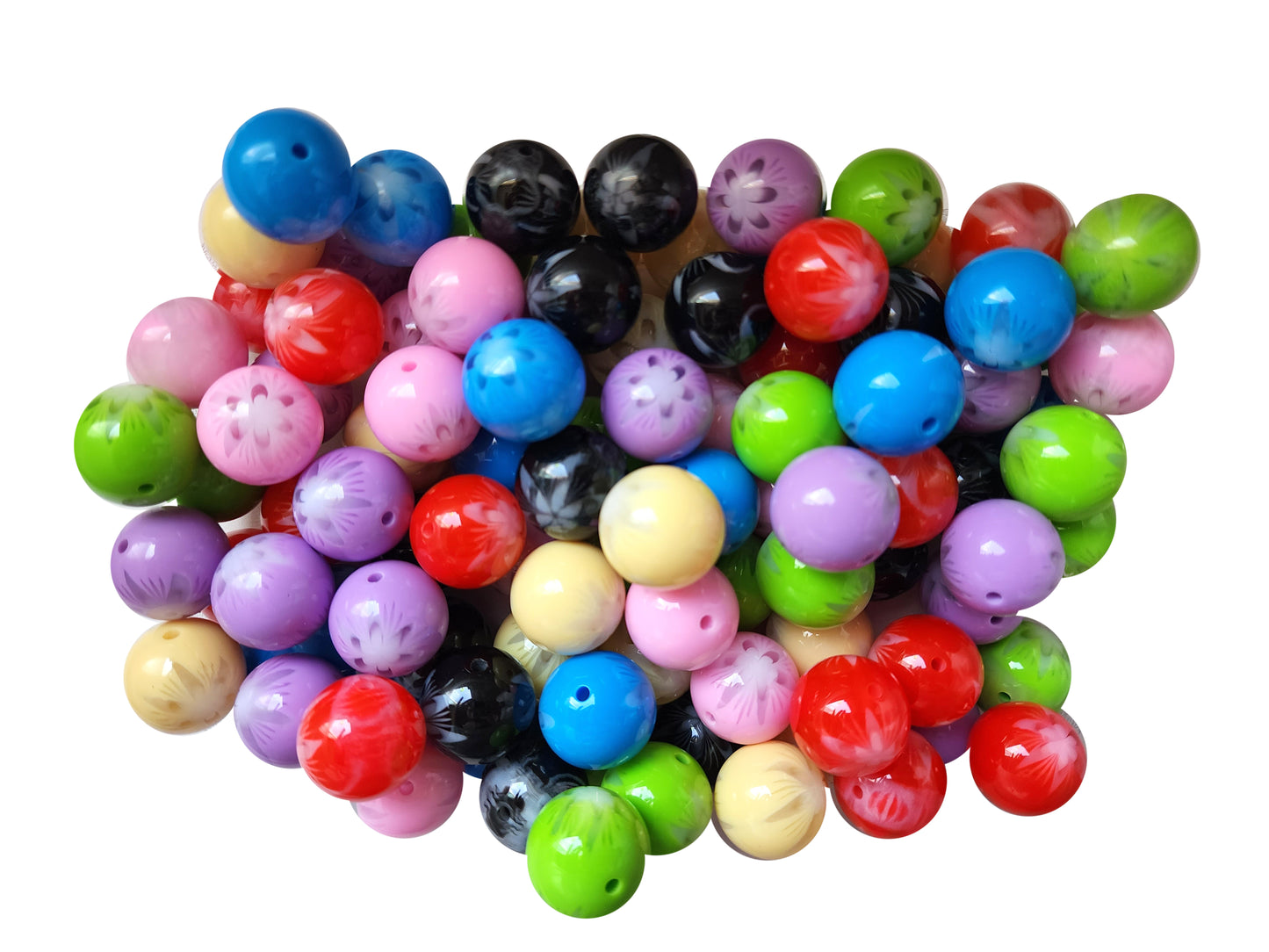 rainbow floral cutout 20mm bubblegum beads
