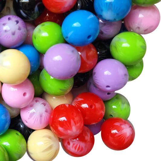 rainbow floral cutout 20mm bubblegum beads