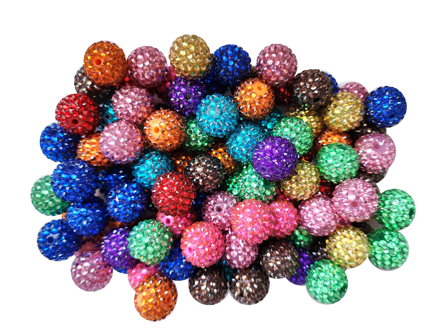 rainbow rhinestone 20mm bubblegum beads