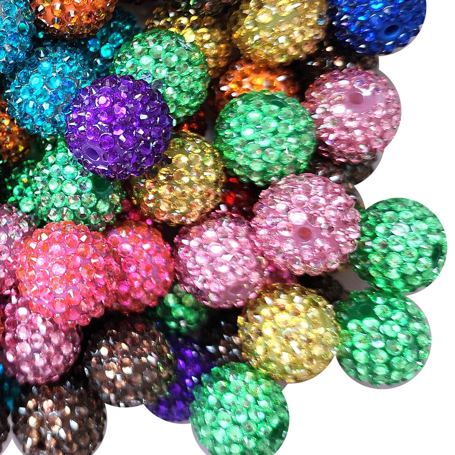 rainbow rhinestone 20mm bubblegum beads