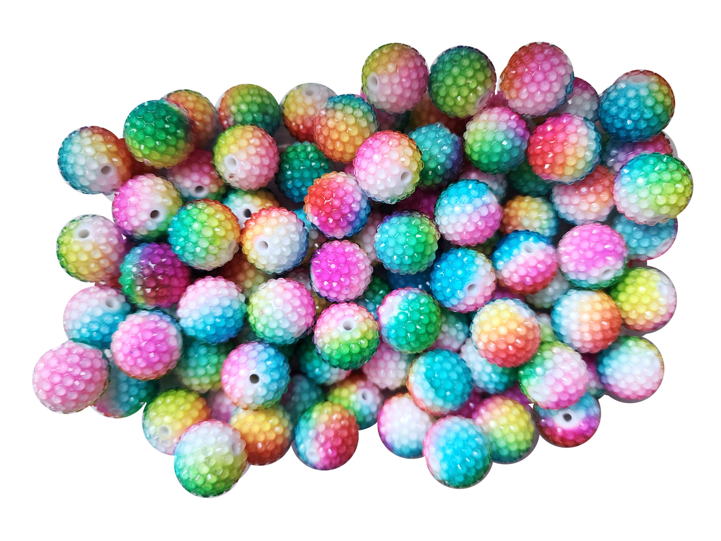 rainbow sherbert rhinestone 20mm bubblegum beads