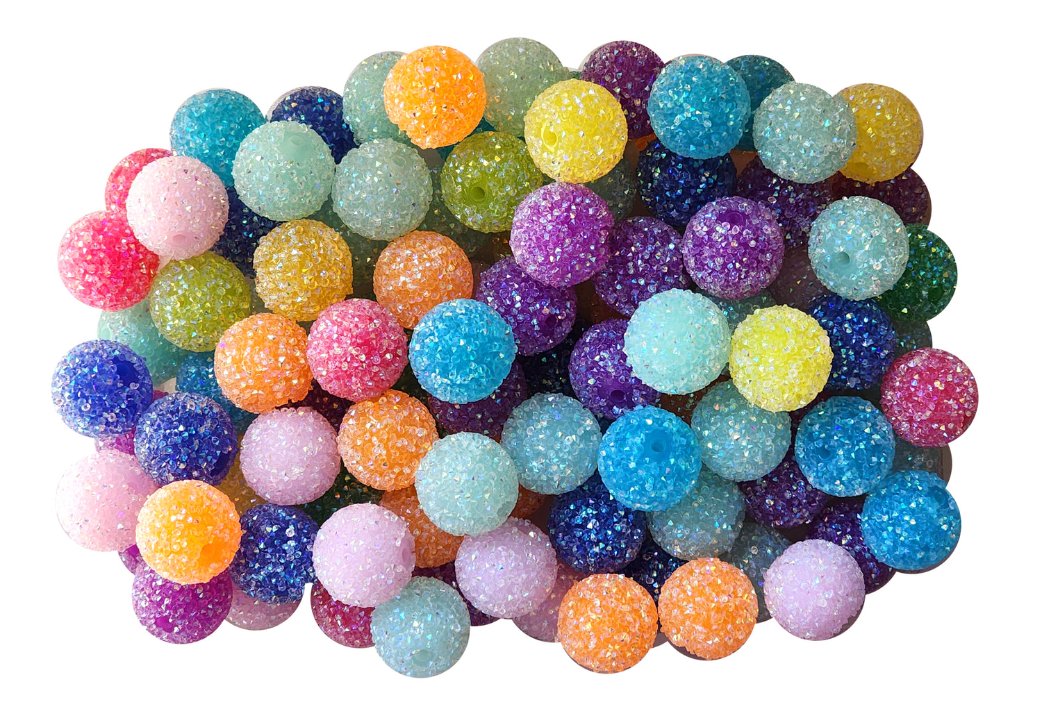 rainbow shimmery sugar 20mm bubblegum beads