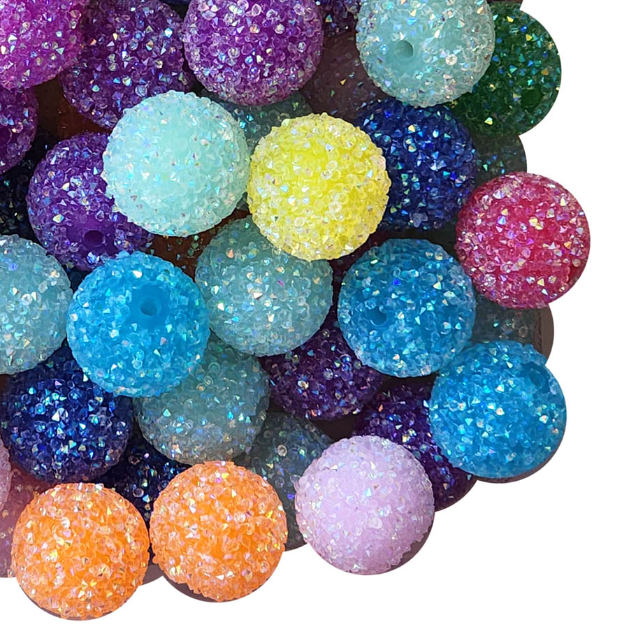 rainbow shimmery sugar 20mm bubblegum beads