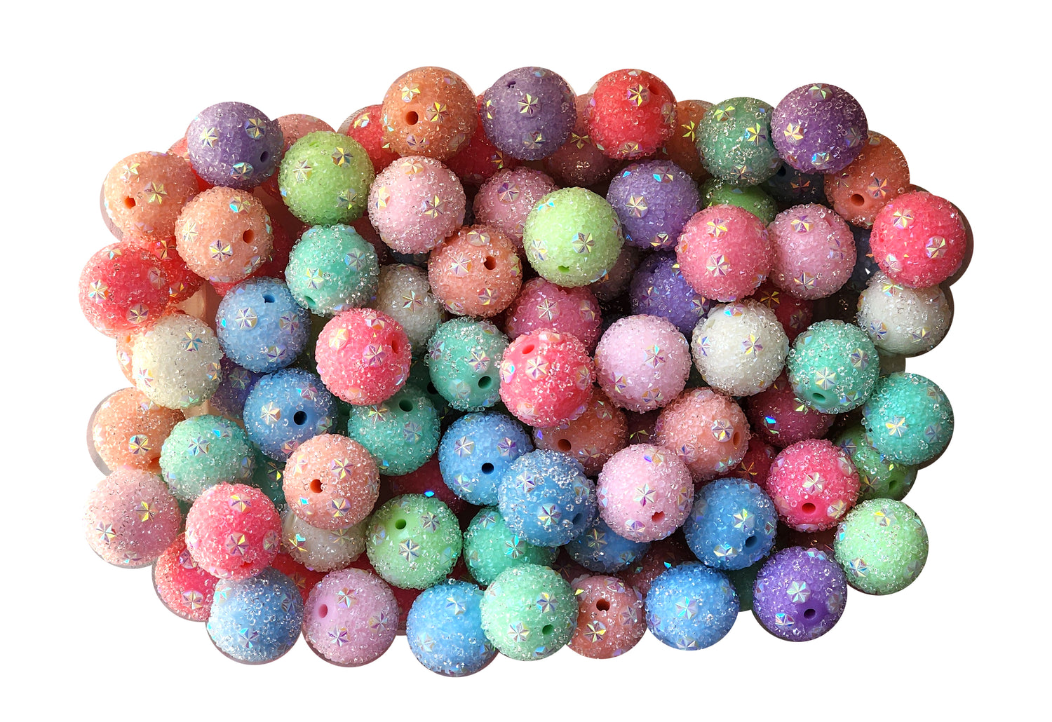 rainbow starry sugar 20mm bubblegum beads