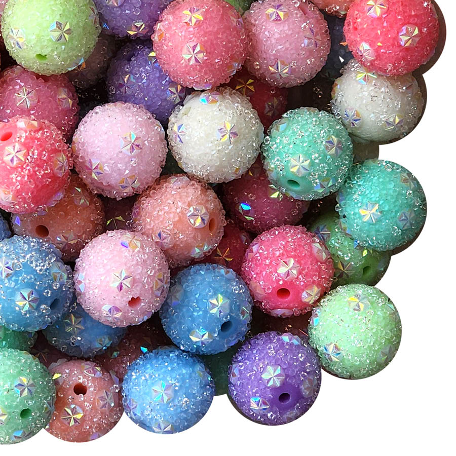 rainbow starry sugar 20mm bubblegum beads