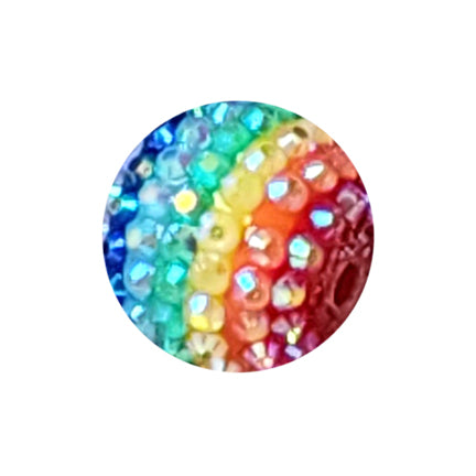 rainbow striped rhinestone AB 22mm wholesale bubblegum beads