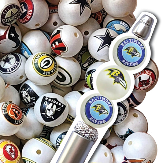 16mm baltimore ravens mix nfl team logos custom printed wholesale bubblegum beads