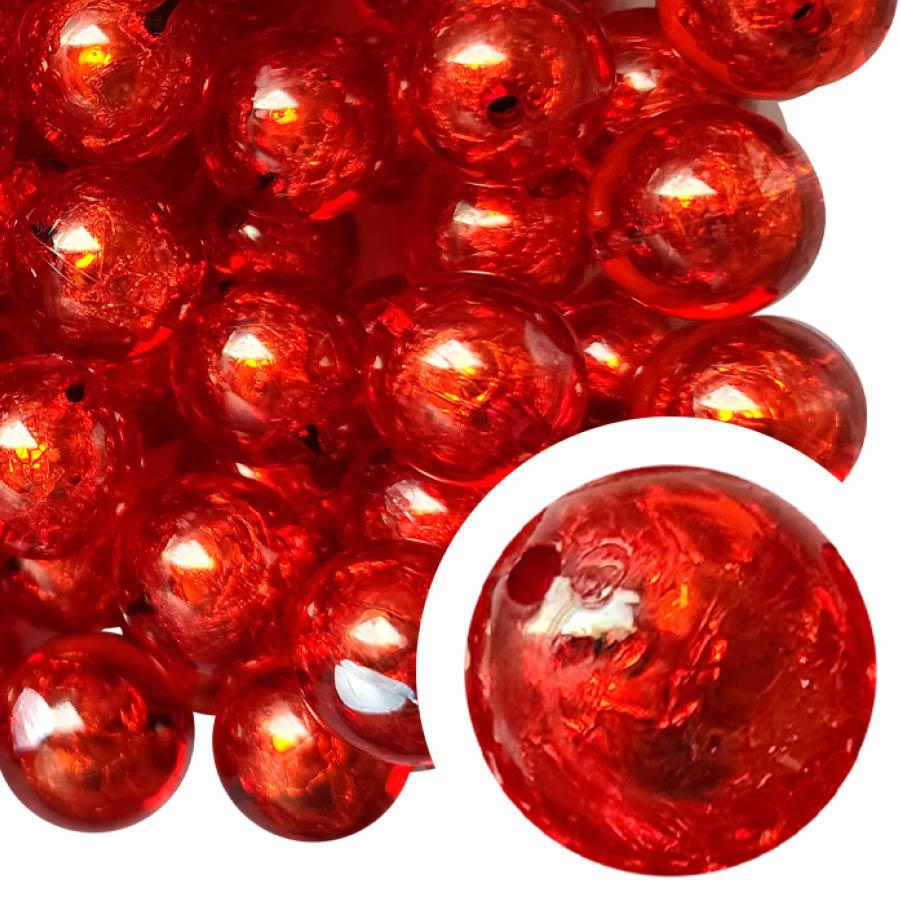 red foil 20mm wholesale bubblegum beads