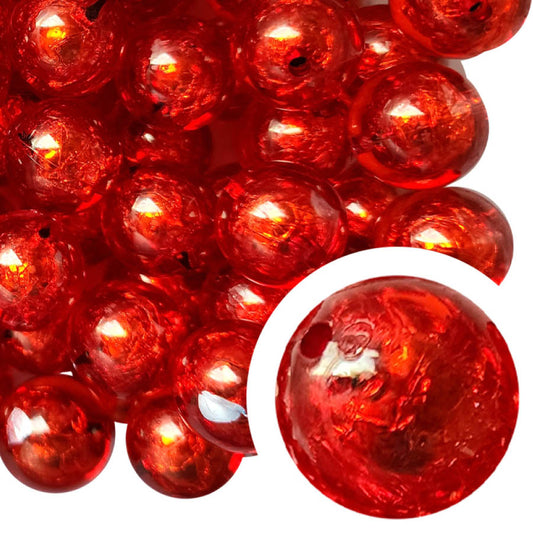 red foil 20mm bubblegum beads