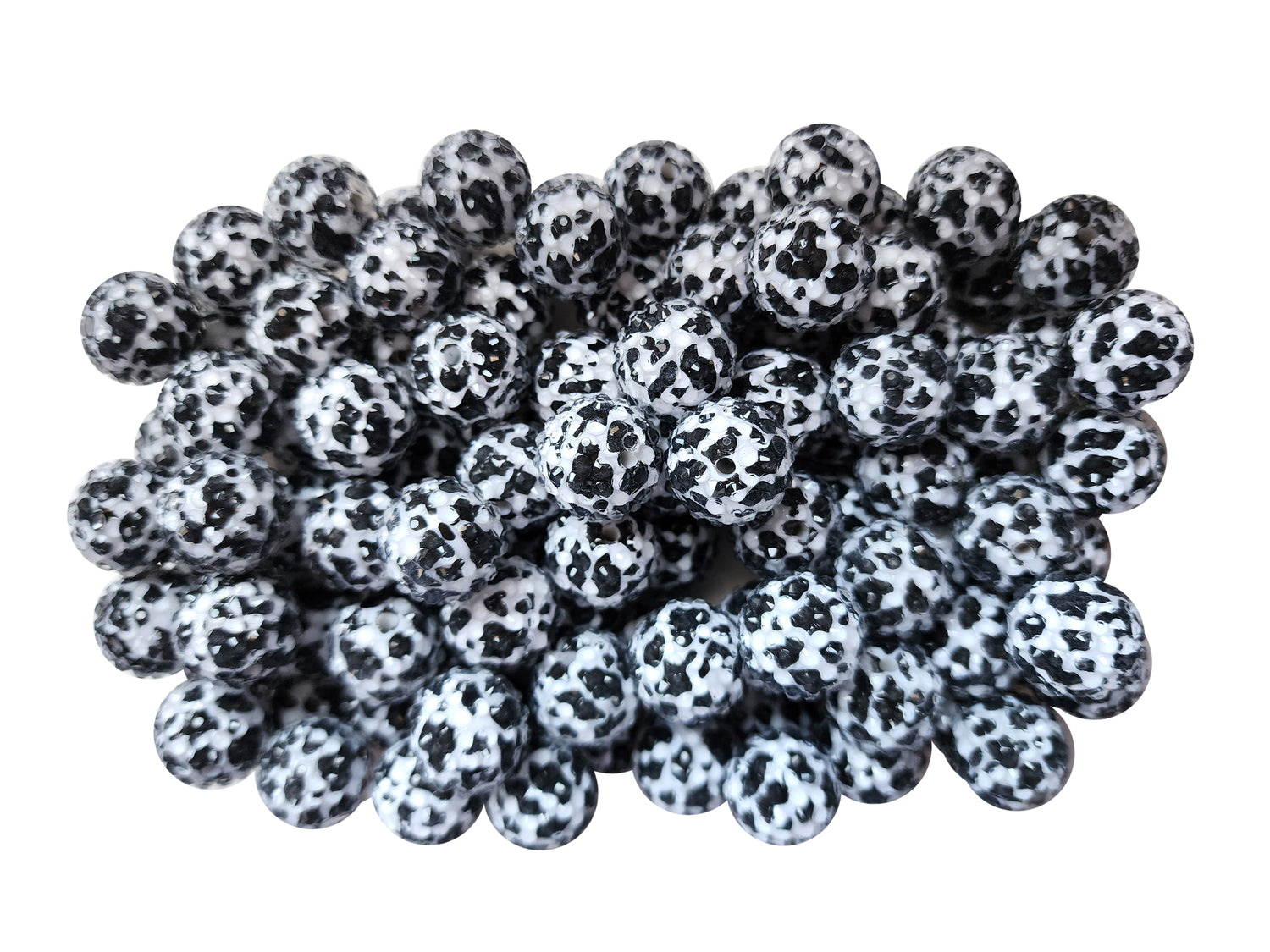 rhinestone cow print 20mm printed wholesale bubblegum beads