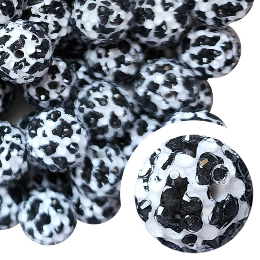 rhinestone cow print 20mm printed bubblegum beads – Bubblegum Beads AZ