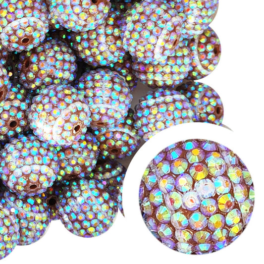 rhinestone football ab 20mm printed wholesale bubblegum beads