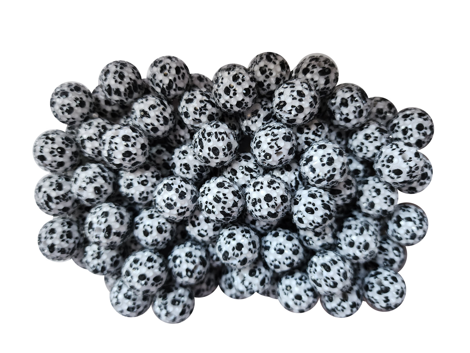 rhinestone paw prints 20mm printed wholesale bubblegum beads