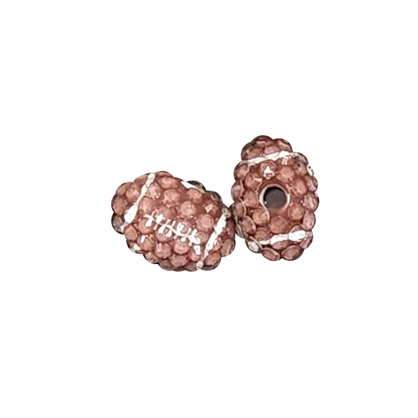 rhinestone football shaped 20mm x 15mm printed bubblegum beads