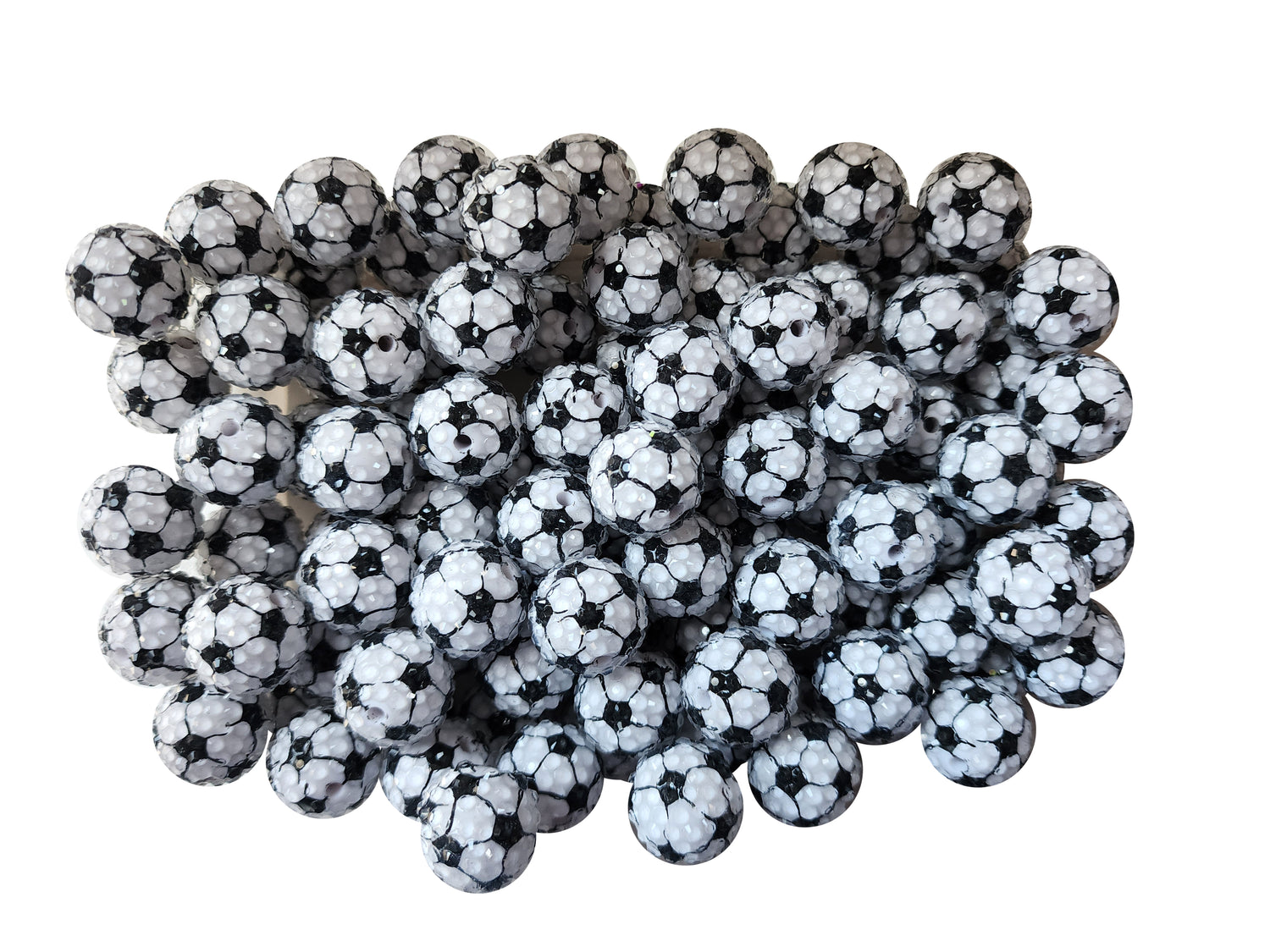 rhinestone soccer ball 20mm printed bubblegum beads