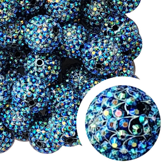 rhinestone spider web AB 20mm printed bubblegum beads