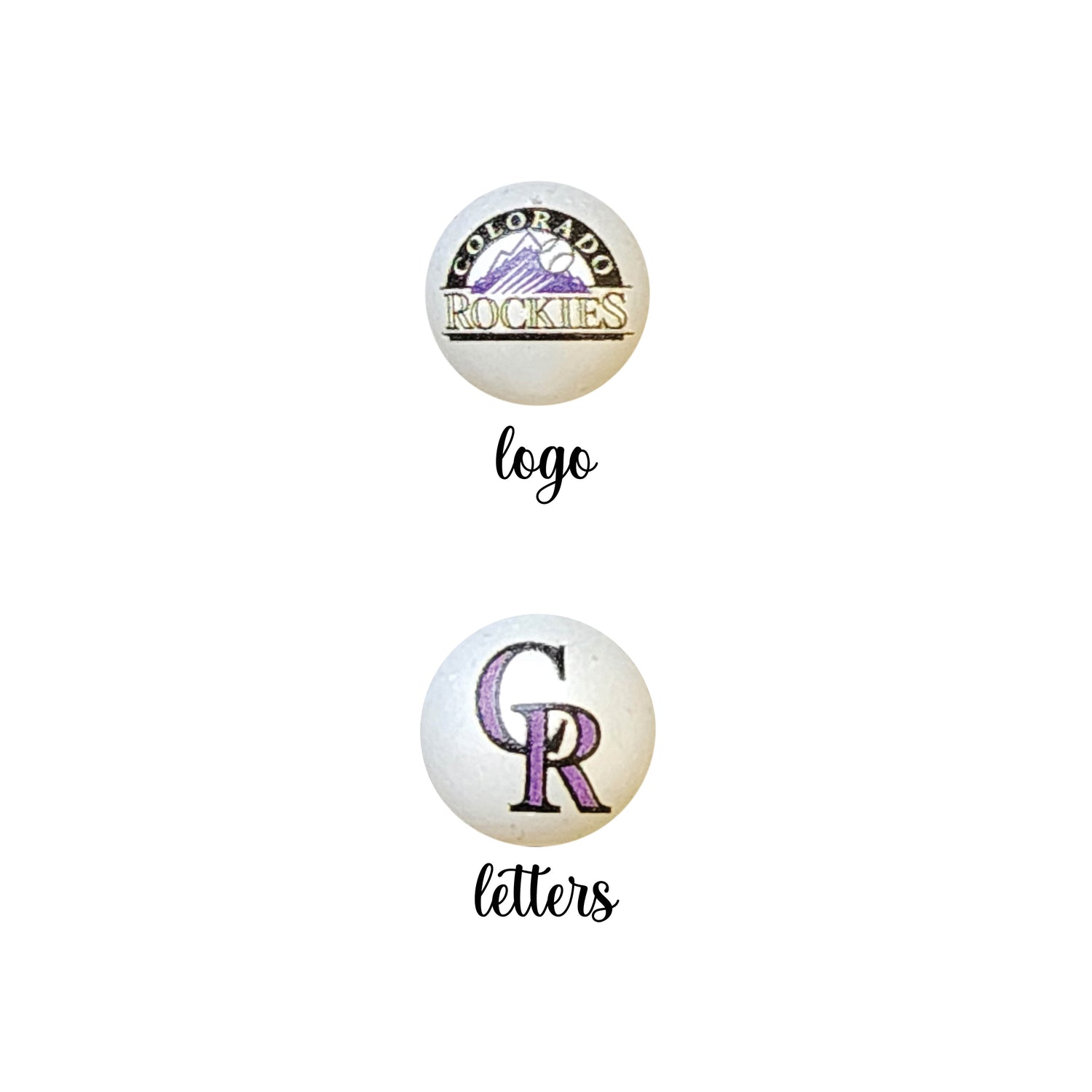 16mm colorado rockies mlb team logos custom printed bubblegum beads - sold per bead