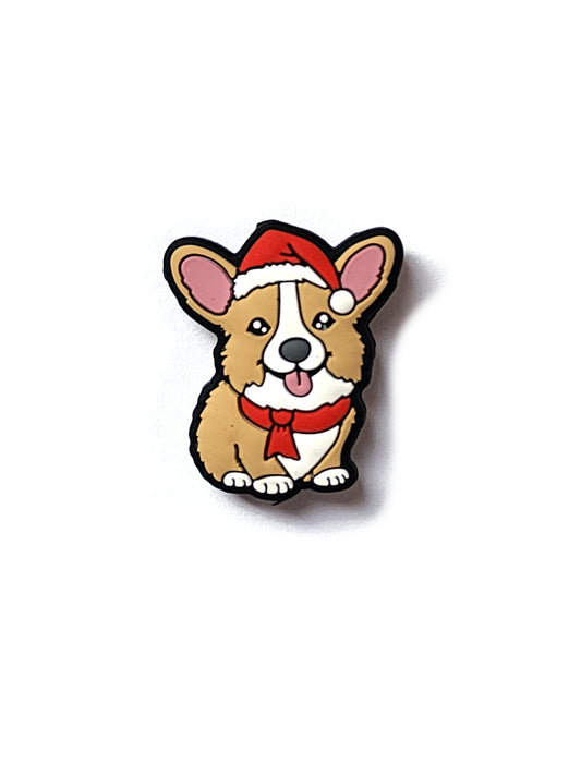 santa corgi silicone focal beads