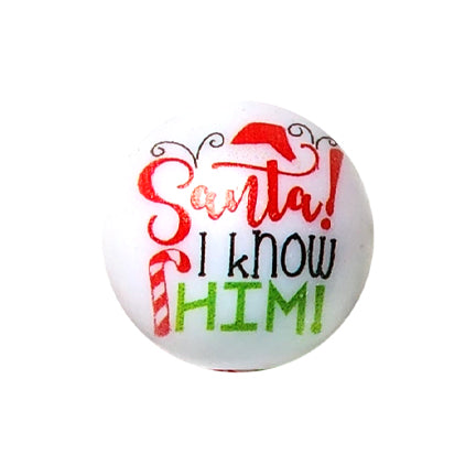 santa I know him 20mm printed bubblegum beads