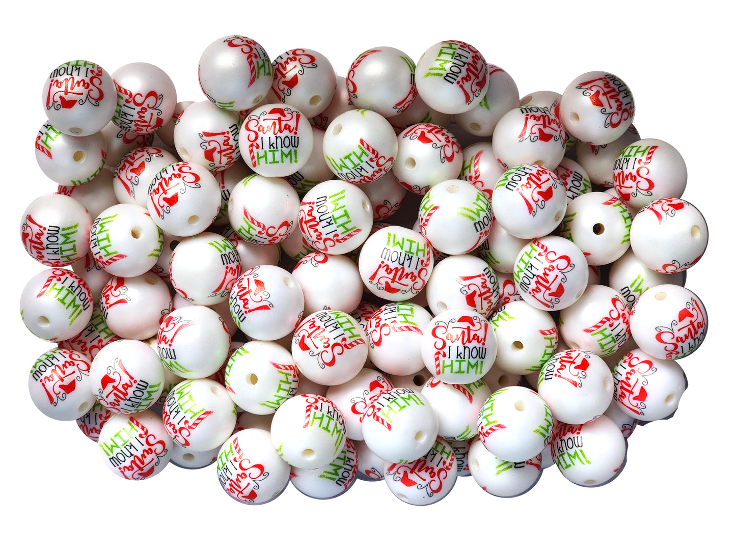 santa I know him 20mm printed wholesale bubblegum beads