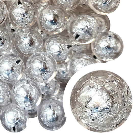 silver foil 20mm bubblegum beads