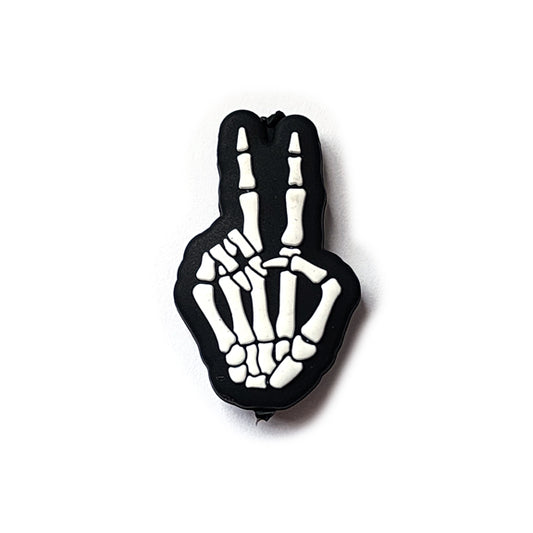 skeleton peace sign silicone focal beads