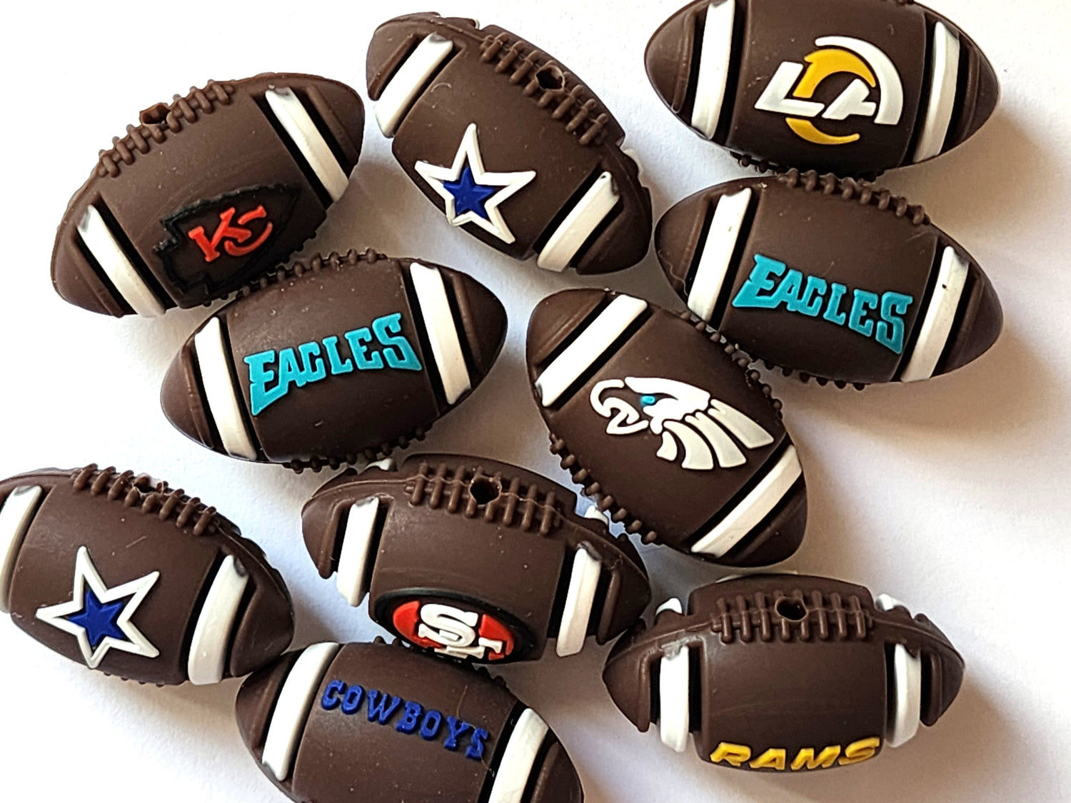 sports team football silicone focal beads