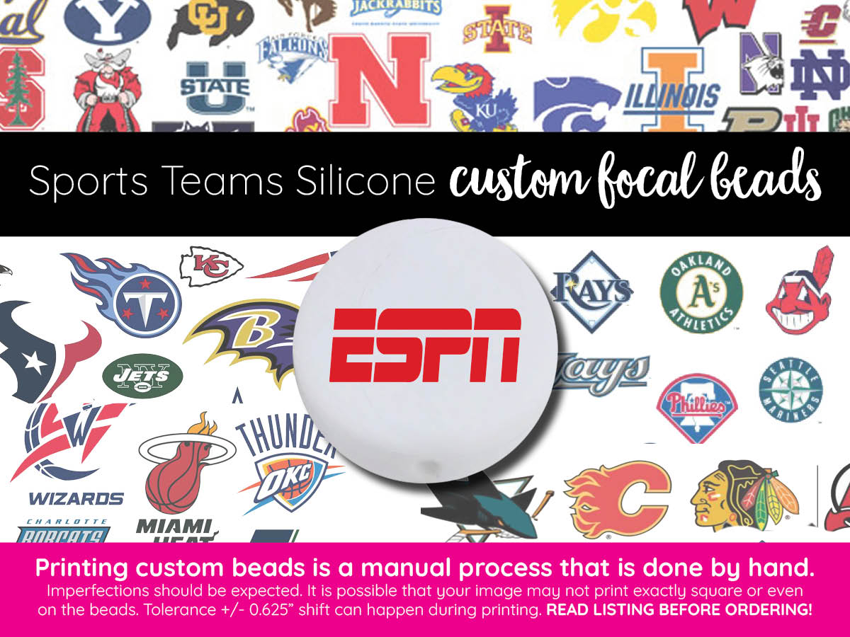 sports teams custom silicone focal beads - NFL, MLB, NBA, NHL, College Teams